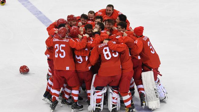 Russians Perform Banned Anthem Under Olympic Flag After Ice Hockey Gold